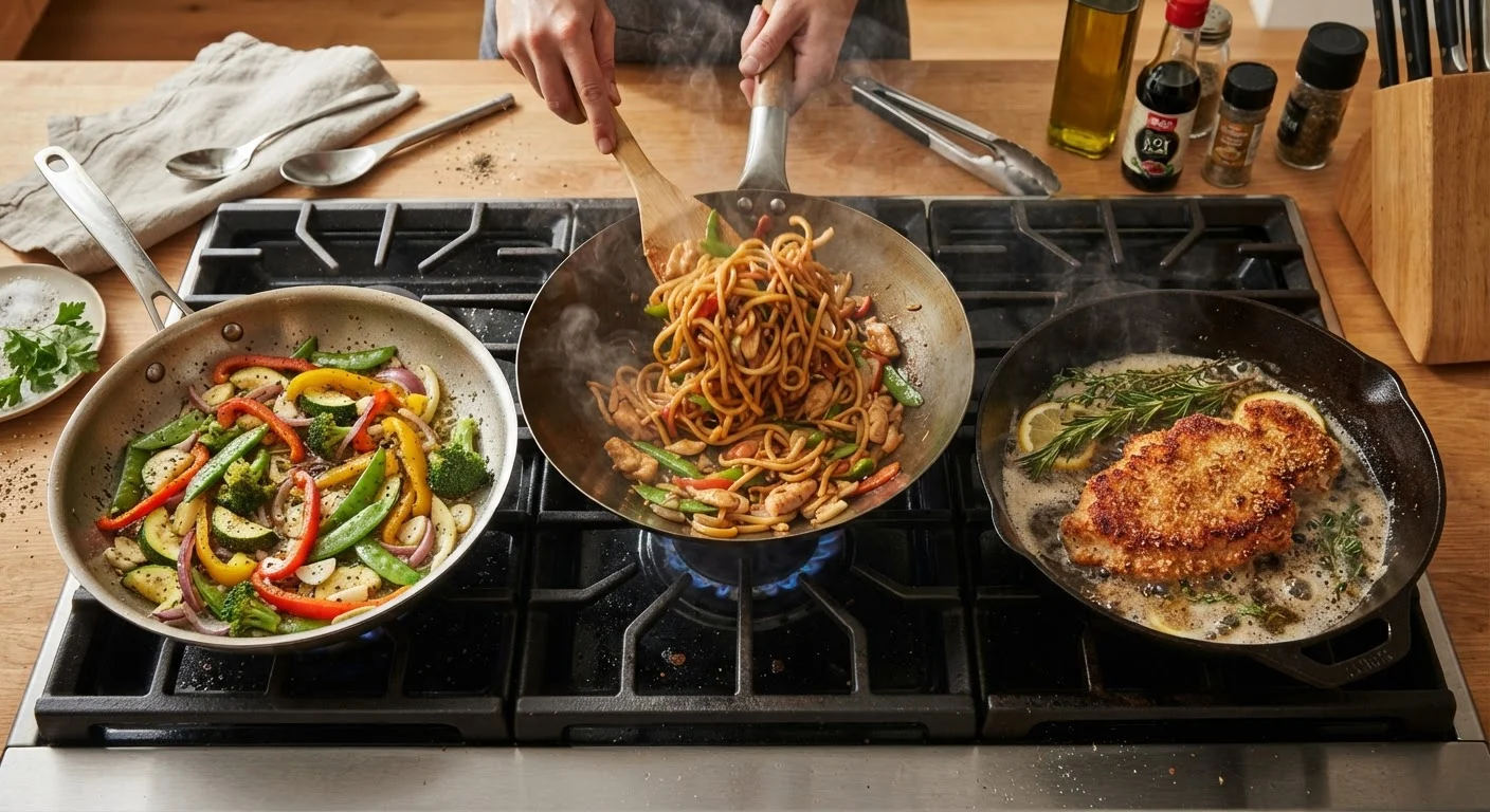 The Real Difference Between Sautéing, Stir-Frying, and Pan-Frying